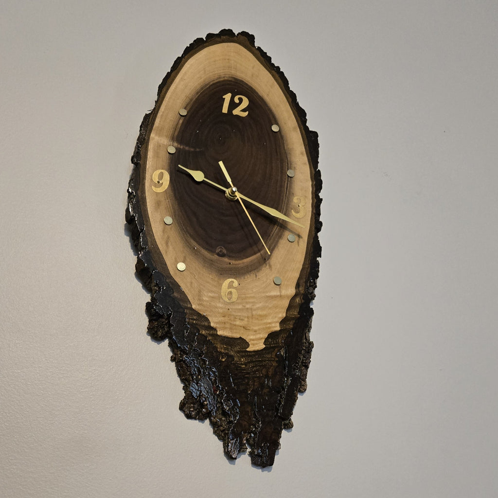 Live Edge Solid Walnut Wall Clock