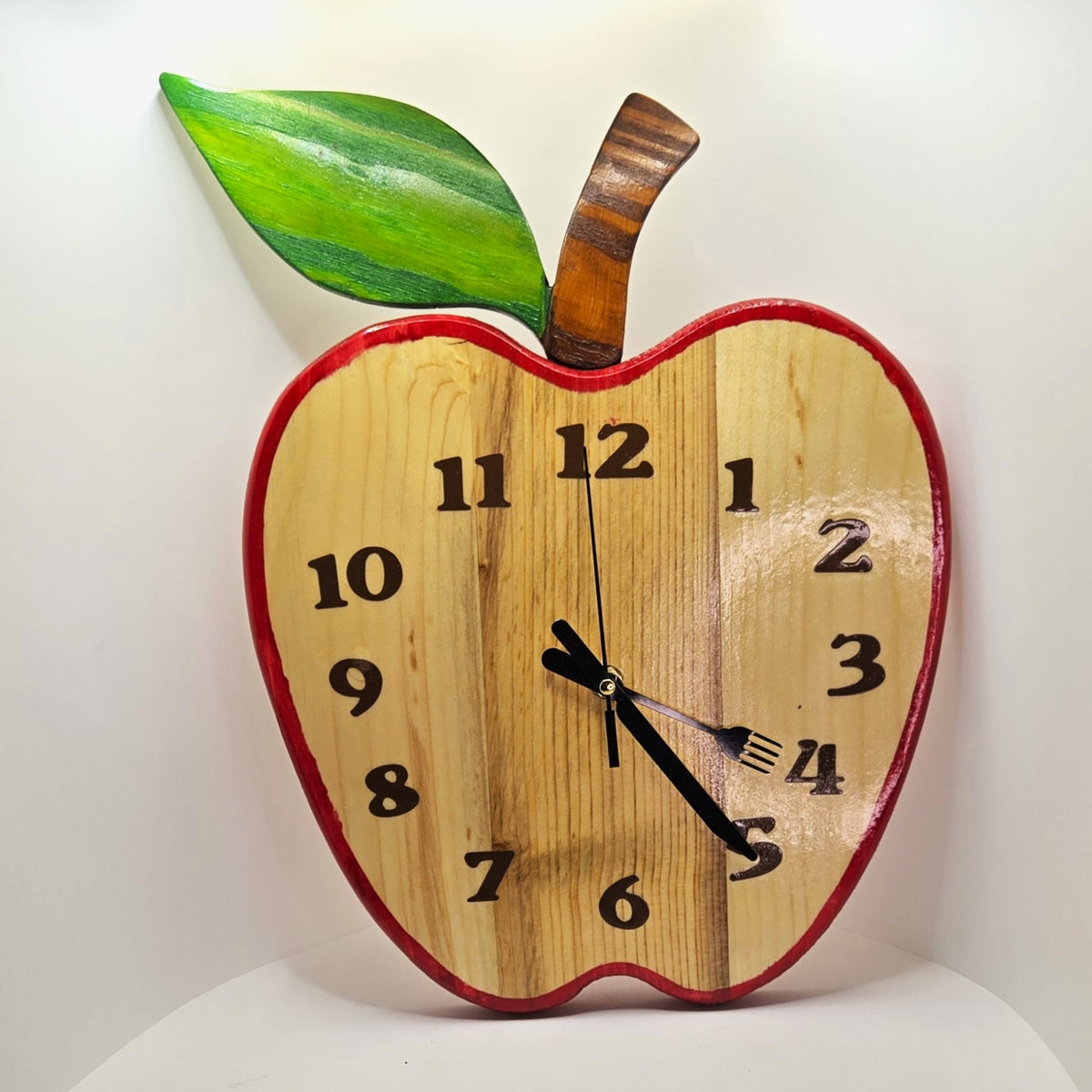 Apple Clock - Handmade Pine Wall Clock