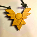Deltarune-Inspired Angel Pendant – Handmade Wooden Fan Art Necklace
