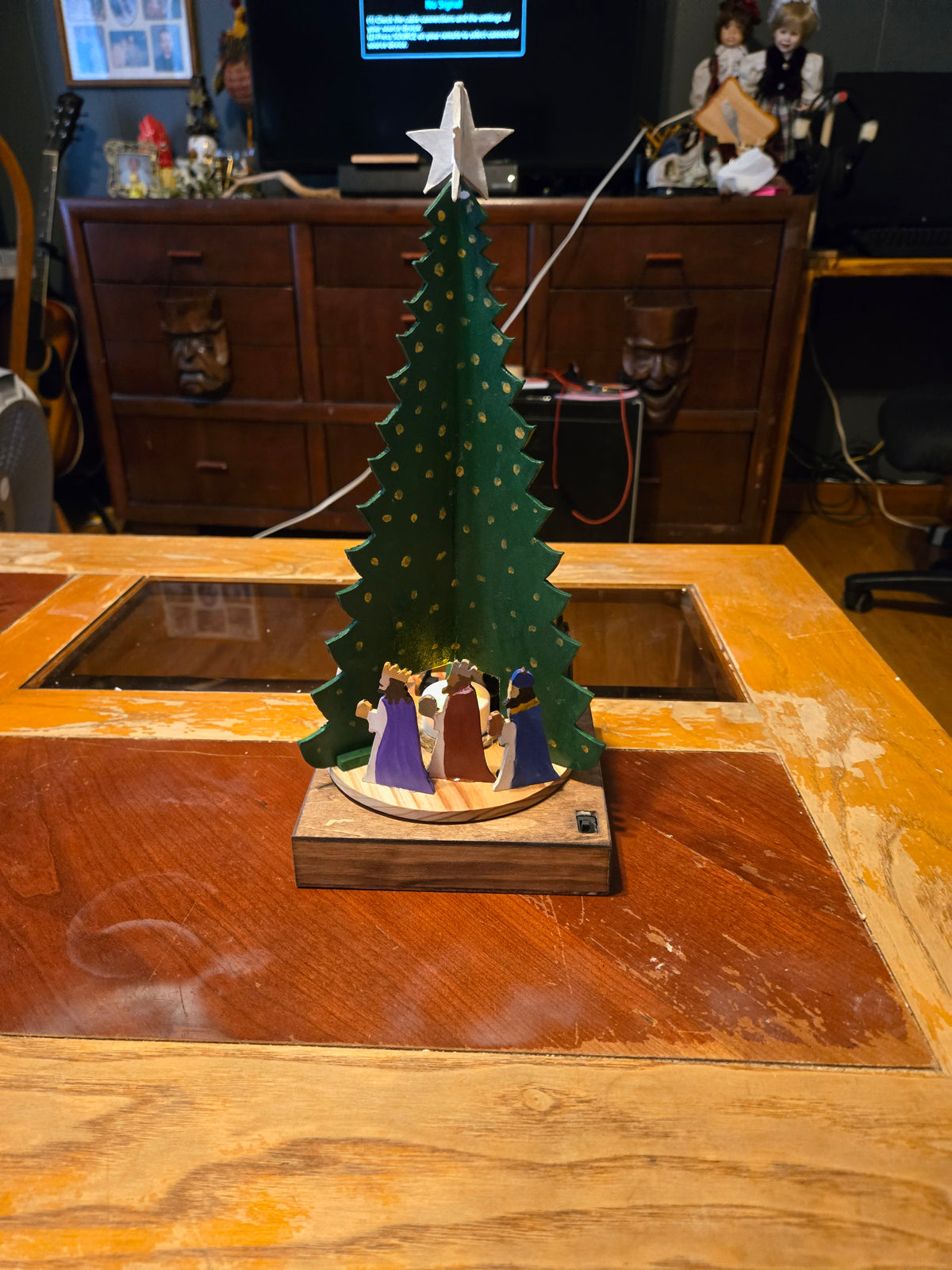 Holy Night Nativity Carousel - Lighted, rotating wooden Christmas Decoration