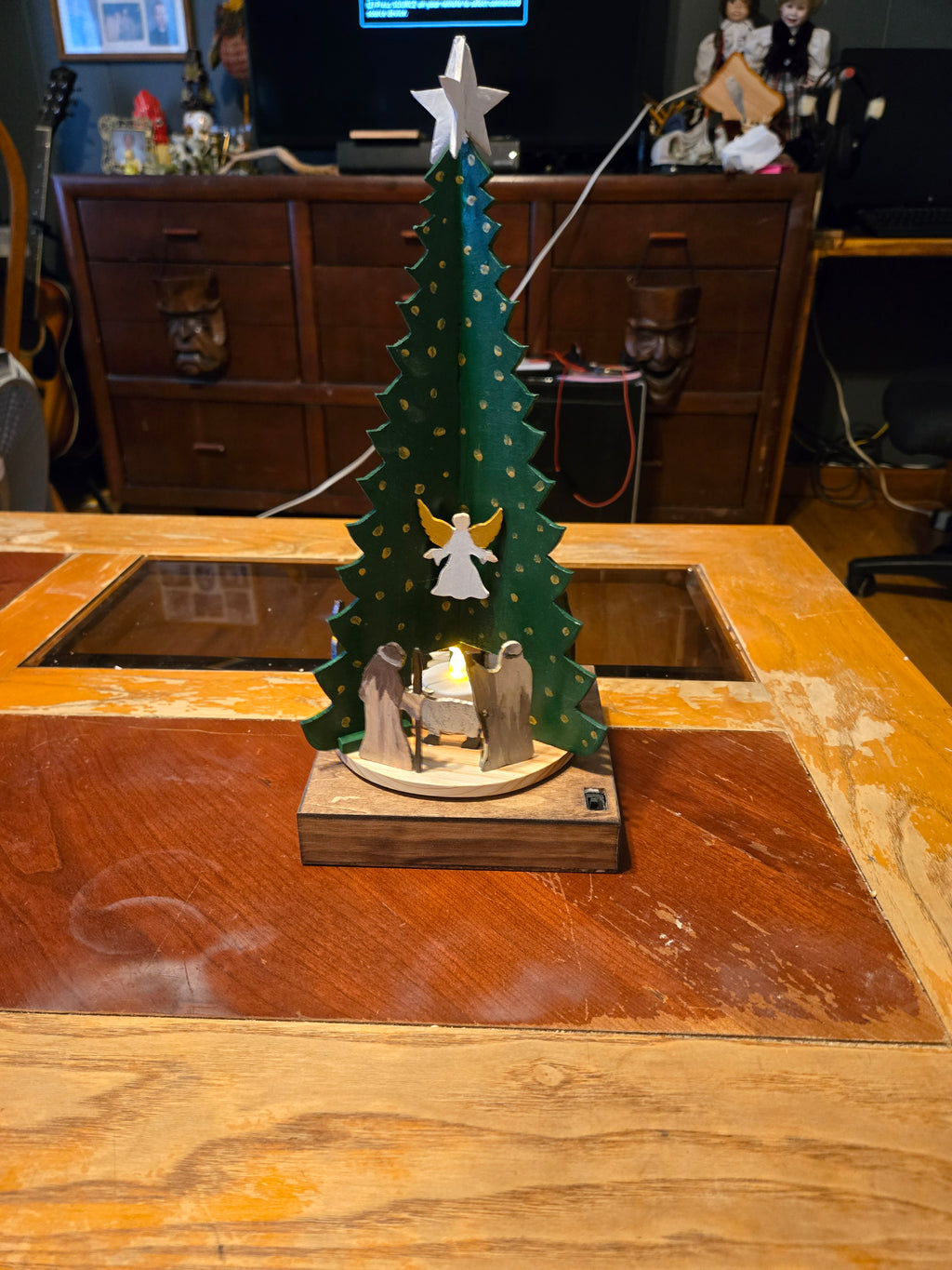 Holy Night Nativity Carousel - Lighted, rotating wooden Christmas Decoration