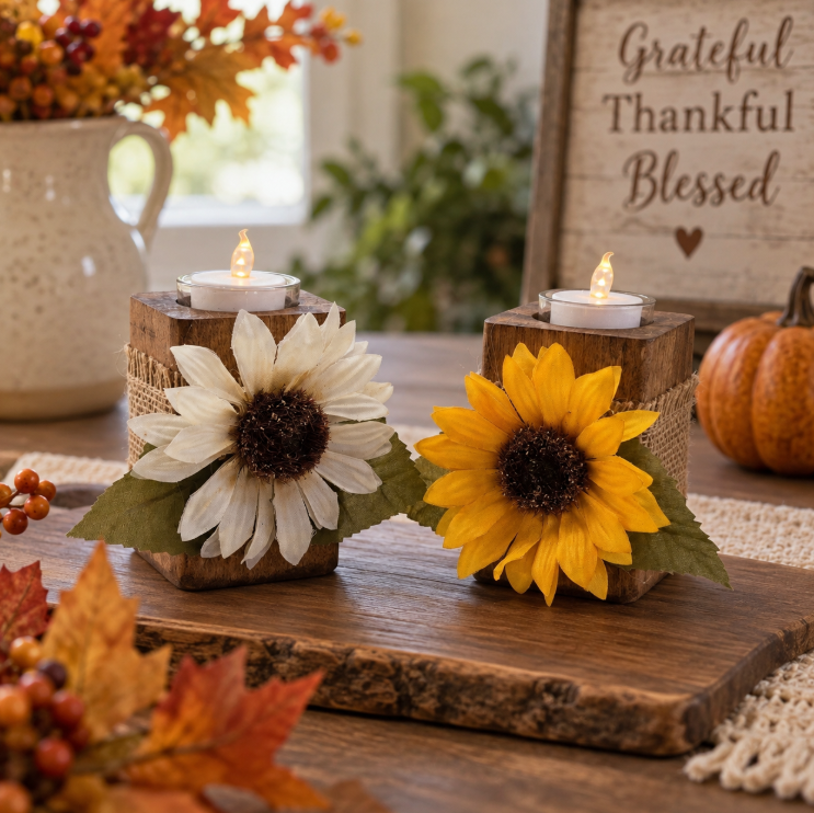 Autumn Bloom Tea Light Holder